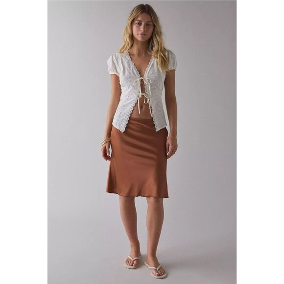 Lioness Shoreline Midi Skirt in Umber Xsmall New Womens Satin - Picture 15 of 15